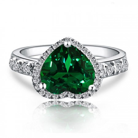 Heart Emerald 925 Sterling Silver Ring