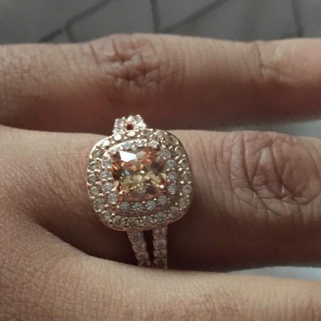 Rose Gold Plated Fashion Halo AAA Zirconia Ring B490 Rose Gold Plated Fashion Halo AAA Zirconia Ring B490