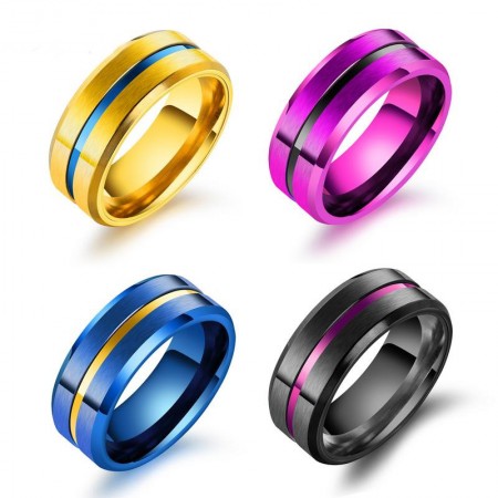 Fashion 8MM Color Titanium Steel Ring for Men