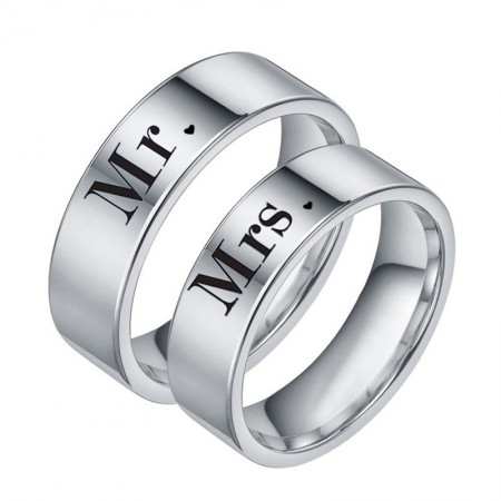 MR and MRS Black Titanium Couple Rings (Price for a Pair)