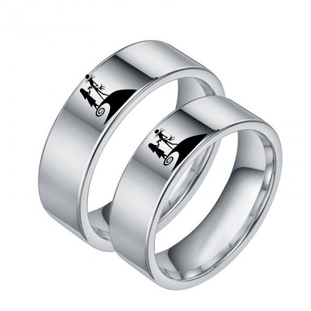 Jack Sally The Nightmare Before Christmas Titanium Couple Rings (Price for a Pair)