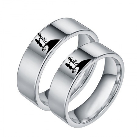 Jack Sally The Nightmare Before Christmas Titanium Couple Rings