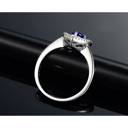 F&F jewel Fashion Heart Cut Blue Sapphire Jewelry Silver Color Ring For Women Party Wedding Rings 