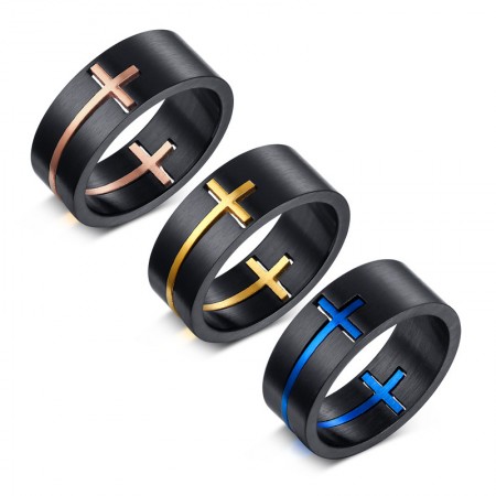 Personalized Stainless Steel Cross Men's Rings