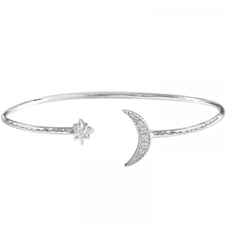 Unique Sun And Moon Bangle Bracelet For Womens In Sterling Silver