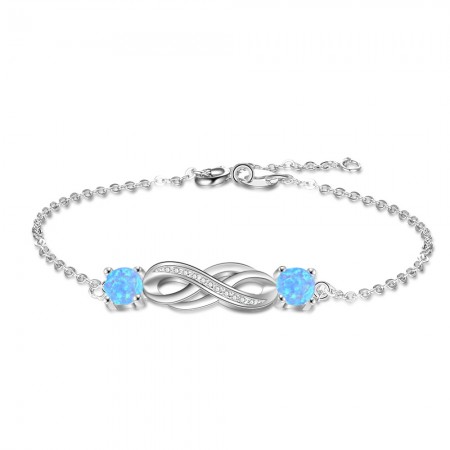 Unique Knot Charm Opal Bracelet For Womens In Sterling Silver