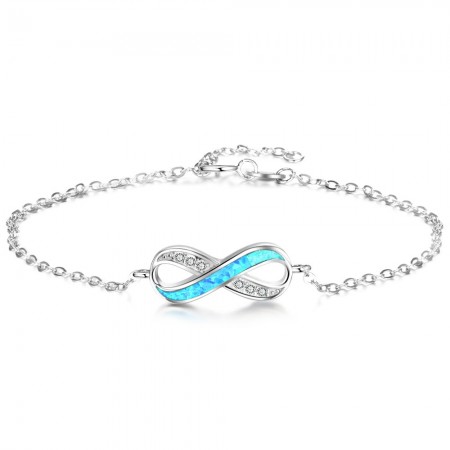 Unique Infinity Charm Opal Bracelet For Womens In Sterling Silver