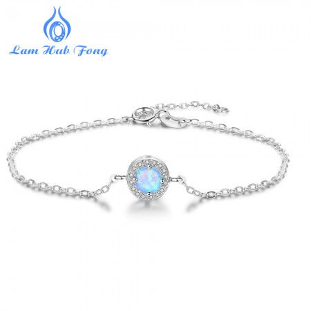 Simple Opal Charm Bracelet For Womens In 925 Sterling Silver
