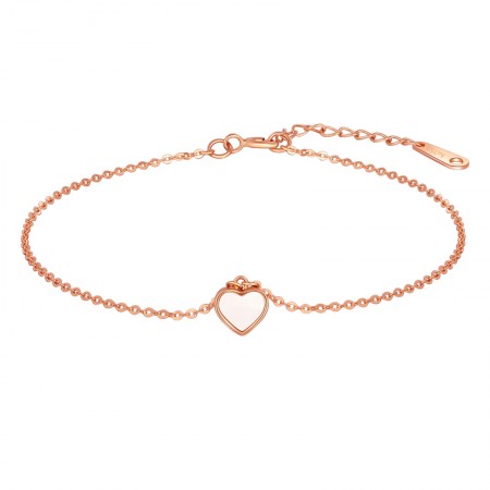 Unique Rose Heart Charm Bracelet For Women In 18K Gold