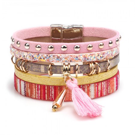 Cute 5 Strand Leather Bracelet For Women