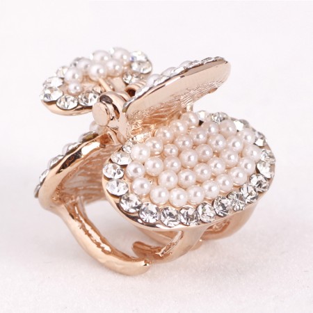 Fashion Women Bowknot Pearl Rhinestone Hair Clip Clamp Claw Hairpin Accessories