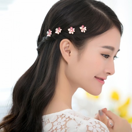 4pcs Lovely Charm Wedding Bridal Party U Shaped Flower Hair Pins