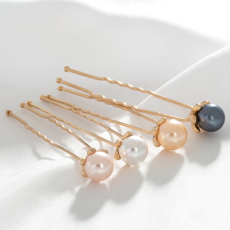 4pcs Lovely Charm Wedding Bridal Party U Shaped Pearl Hair Pins