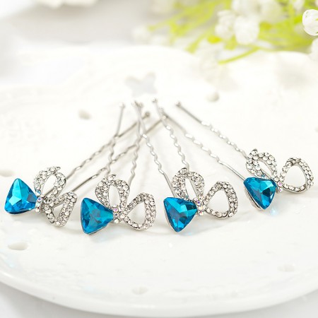 4pcs Lovely Charm Wedding Bridal Party U Shaped Bow Knot Hair Pins