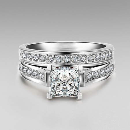 1 0 Ct Brilliant Princess Cut 925 Sterling Silver Engagement