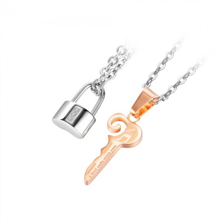 Unique I Feel Safe With You Matching Lock And Key Necklaces For Couples In Titanium
