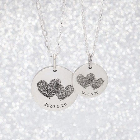 Personalized Matching Fingerprint Necklaces For Couples In Sterling Silver