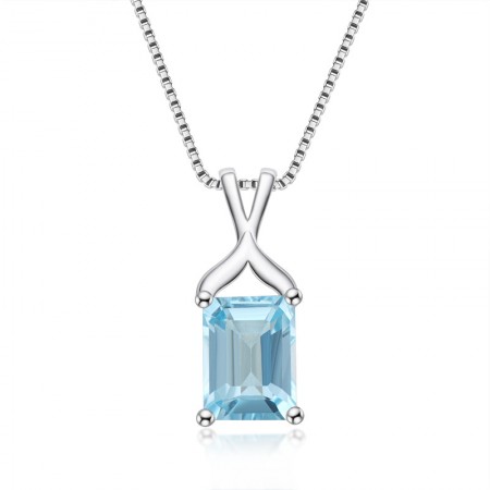 High Quality 925 Sterling Silver Topaz gemstone/Amethyst gemstone/Citrine gemstone Emerald Cut Pendant Necklace for Women