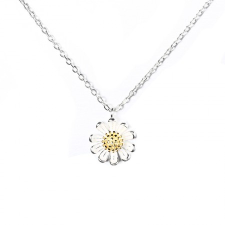 Small Daisy Flower 925 Sterling Silver Necklace For Women