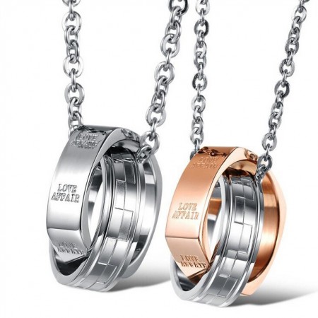 Rings Interlocking Titanium Steel Couple Necklaces