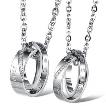 Central Interlocking Titanium Steel Couple Necklaces