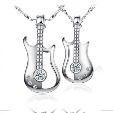 Creative Guitar 925 Silver Lovers Necklaces  