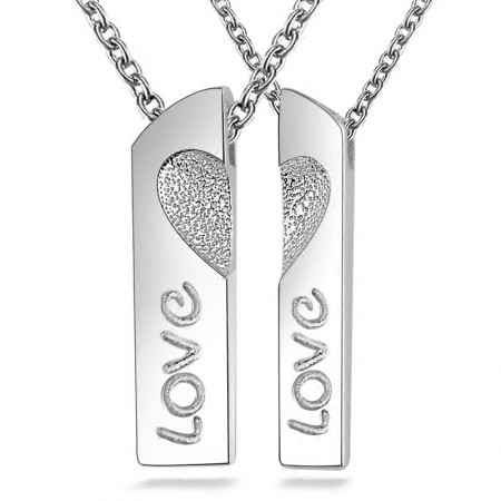 Born Of A Couple Heart-Shaped 925 Sterling Silver Lovers Necklace