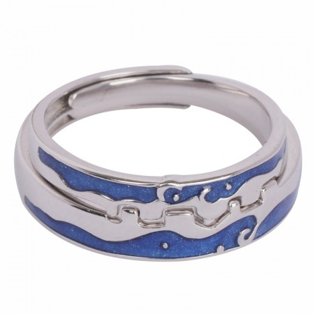 Because One Person Falls In Love With A City Enamel S925 Silver Opening Lovers Couple Rings