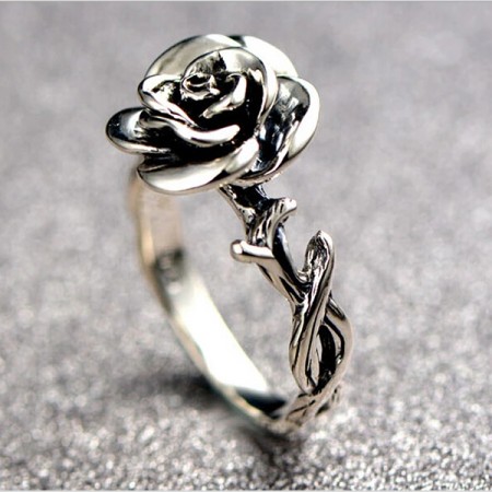 tankmm Romantic Wedding Rings for Women Real 925 Sterling Silver Rings Female Vintage Flower Rose Open Rings Jewelry 
