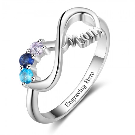 Birthstone Rings Mothers Rings 925 Sterling Silver Personalized