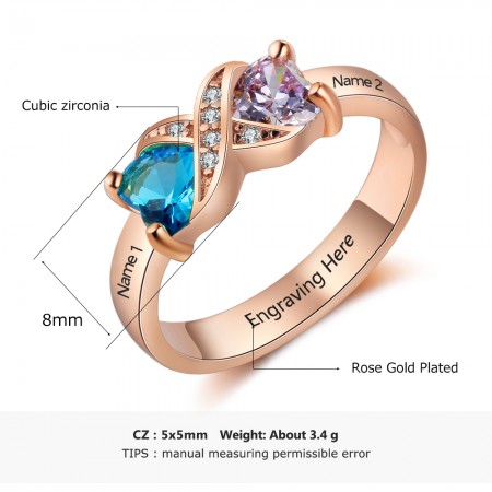 Rose Gold Birthstone Rings Mothers Rings 925 Sterling Silver