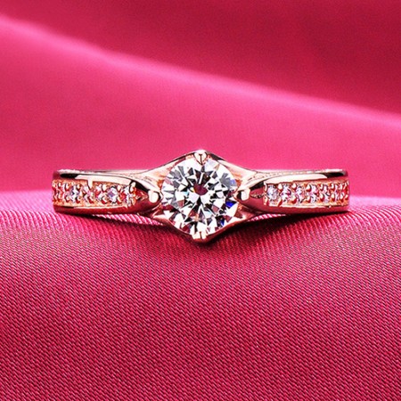 0.6 - 1.0 Carat Simulated Diamond Engagement/Wedding/Promise Rose Gold Ring For Her