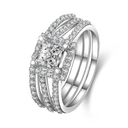 Rhombus SONA Diamond Sterling Silver Cubic Zirconia Engagement Ring Wedding Ring