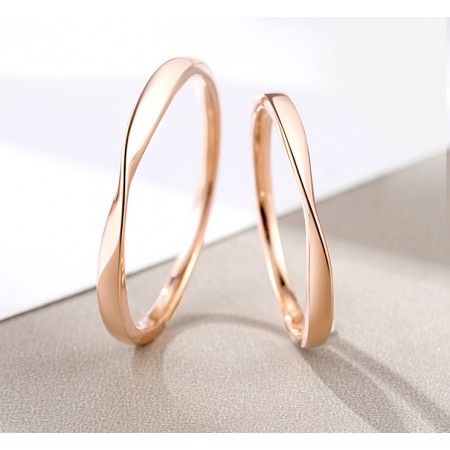 Mobius Strip Rose Gold Color S925 Sterling Silver Lovers Couple Rings