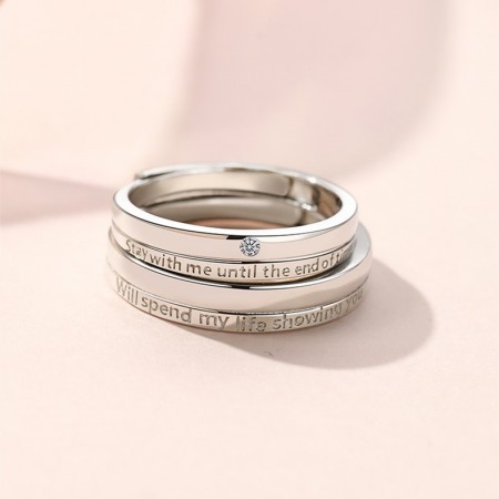 Stay With Me Until The End Of Time Matching Promise Rings Set In Sterling Silver