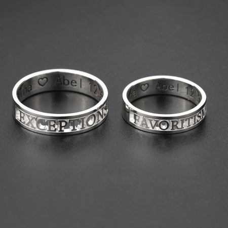 Personalized Hollow Out Name Rings For Couples In Sterling Silver