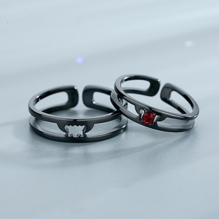 Personalized Matching Vampire Couple Rings In Sterling Silver