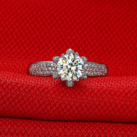 1.0 CT 925 Silver Platinum Plated Round Simulated Diamond Promise/Wedding/Engagement Ring For Women Girl Friends Valentine's Day Gift
