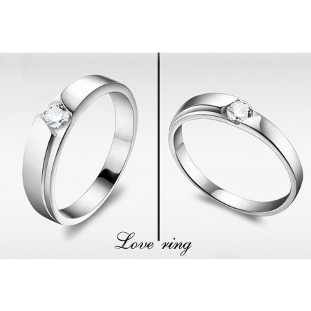 New Fashion Silver 18k Gold Plated Purple Crystal Couple Rings