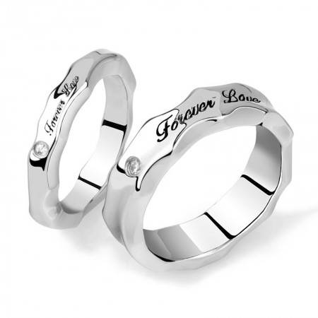 Lovers Titanium Steel CZ Inlaide Rings With Words Forever Love