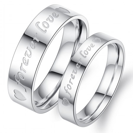 Forever Love Engravable Titanium Steel Matching Set Affordable Lover Rings(Price For A Pair)