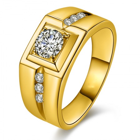 Domineering Plated 24k Gold Diamond Ring Mens Rings