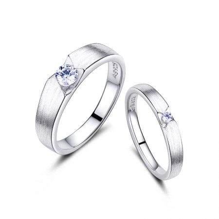 Matte 925 Silver Plated Platinum Couple Rings