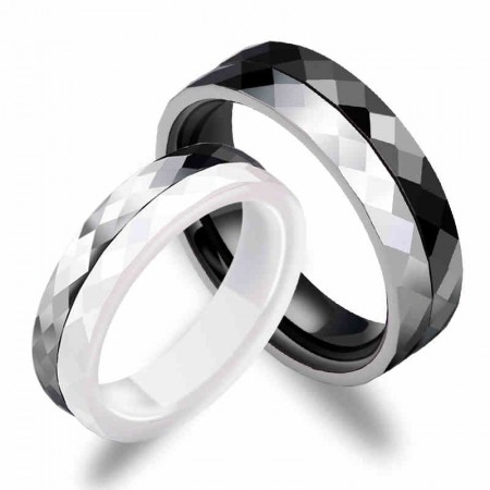 New Tungsten Inlaid Ceramic Couple Rings