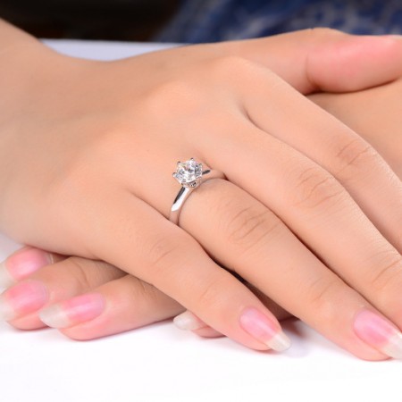 Six Claw 1 Ct Cubic Zirconia 925 Sterling Silver Engagement Solitaire Ring RS23 Six Claw 1 Ct Cubic Zirconia 925 Sterling Silver Engagement Solitaire Ring RS23