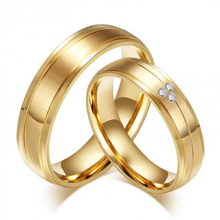 T&T 14K Gold GP Stainless Steel Matt Finished Wedding Band Ring For Couple 