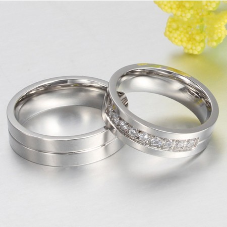 MoAndy One Pair Fashion Wedding Rings Set Couple Rings Wedding Bands for Him and Her Purple Silver 