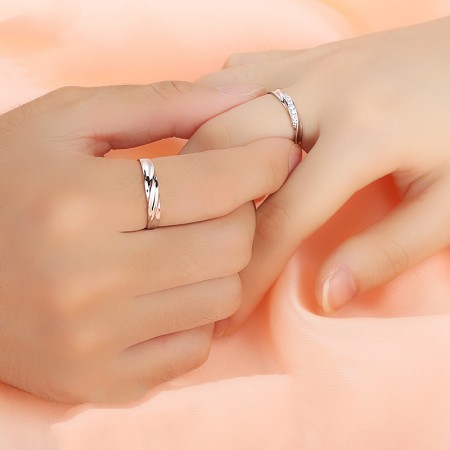 Lover Silver Crystal Couple Rings Men and Women Promise  Korean Version Together