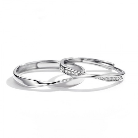 Mobius Simple Twist Ring Surface 925 Silver Couple Rings