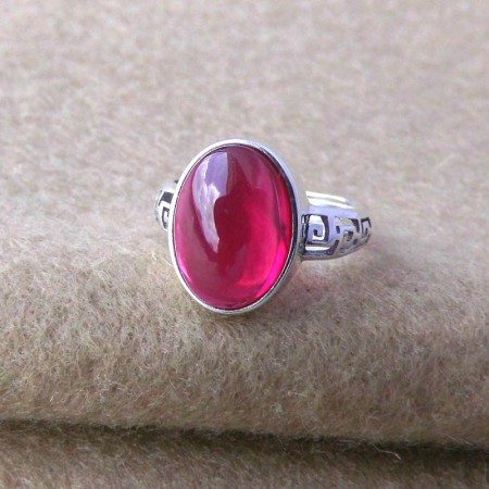 Retro Hollow 925 Sterling Silver Inlaid Gemstone Adjustable Ring